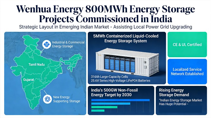 Wenhua Energy 800MWh Energy Storage Projects Commissioned in India